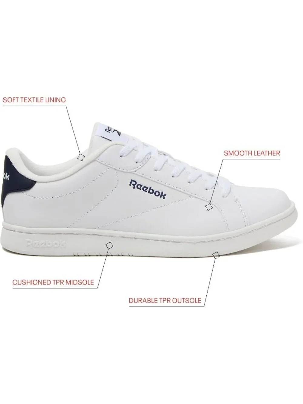 Men's White Navy Tennis Shoes Casual Lace Up High Top Athletic Running Sneaker